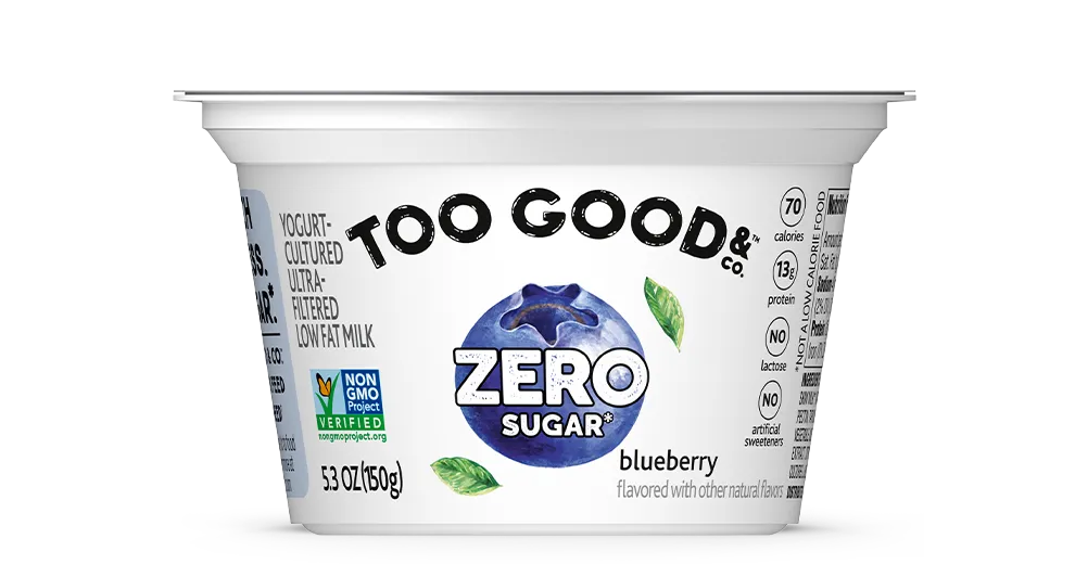 Too Good & Co zero sugar blueberry vanilla ultra filtered milk cup