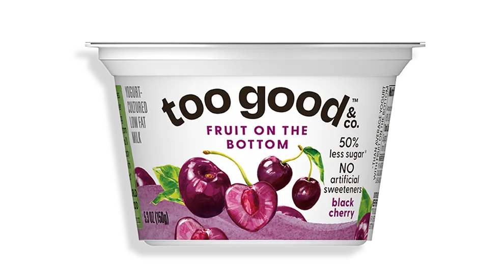 Too Good & Co Black Cherry Fruit on the Bottom Yogurt-Cultured Ultra-Filtered Low-Fat Milk Cup