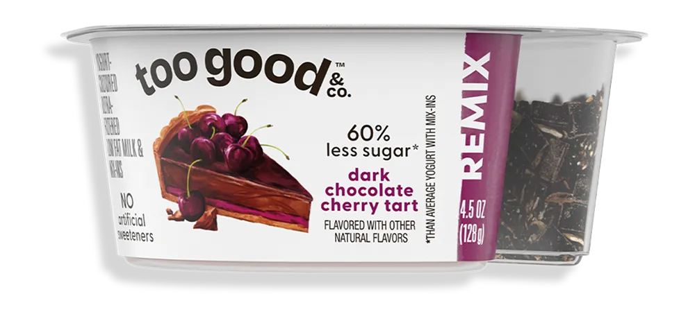 Too Good & Co Dark Chocolate Cherry Tart Remix Yogurt-Cultured Ultra-Filtered Low-Fat Milk Cup