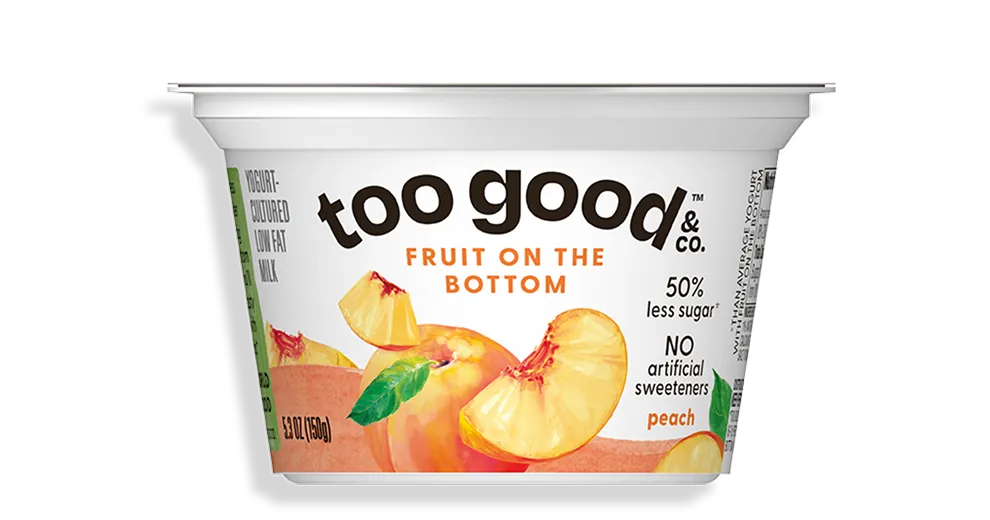 Too Good & Co Peach Fruit on the Bottom Yogurt-Cultured Ultra-Filtered Low-Fat Milk Cup